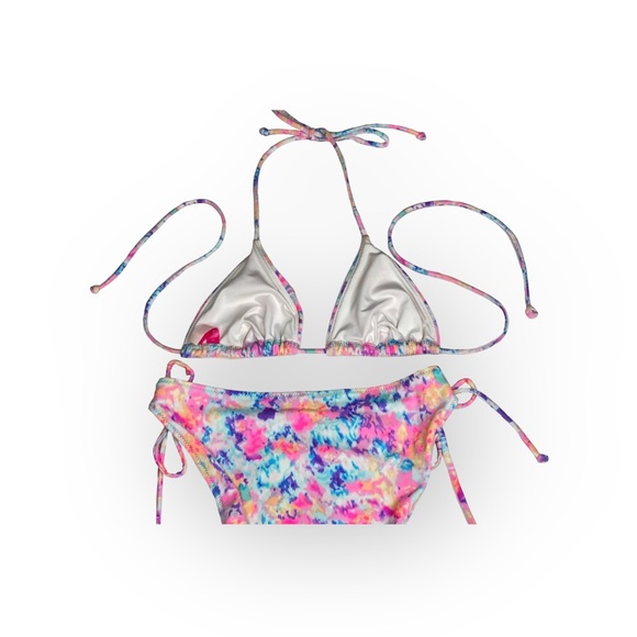 Victoria’s Secret 𑁍 2 Piece Triangle String Bikini Set 𑁍 Watercolor Print 𑁍 S - Picture 10 of 16